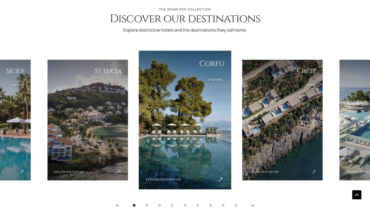 Destination discovery within the redesigned Seamless website