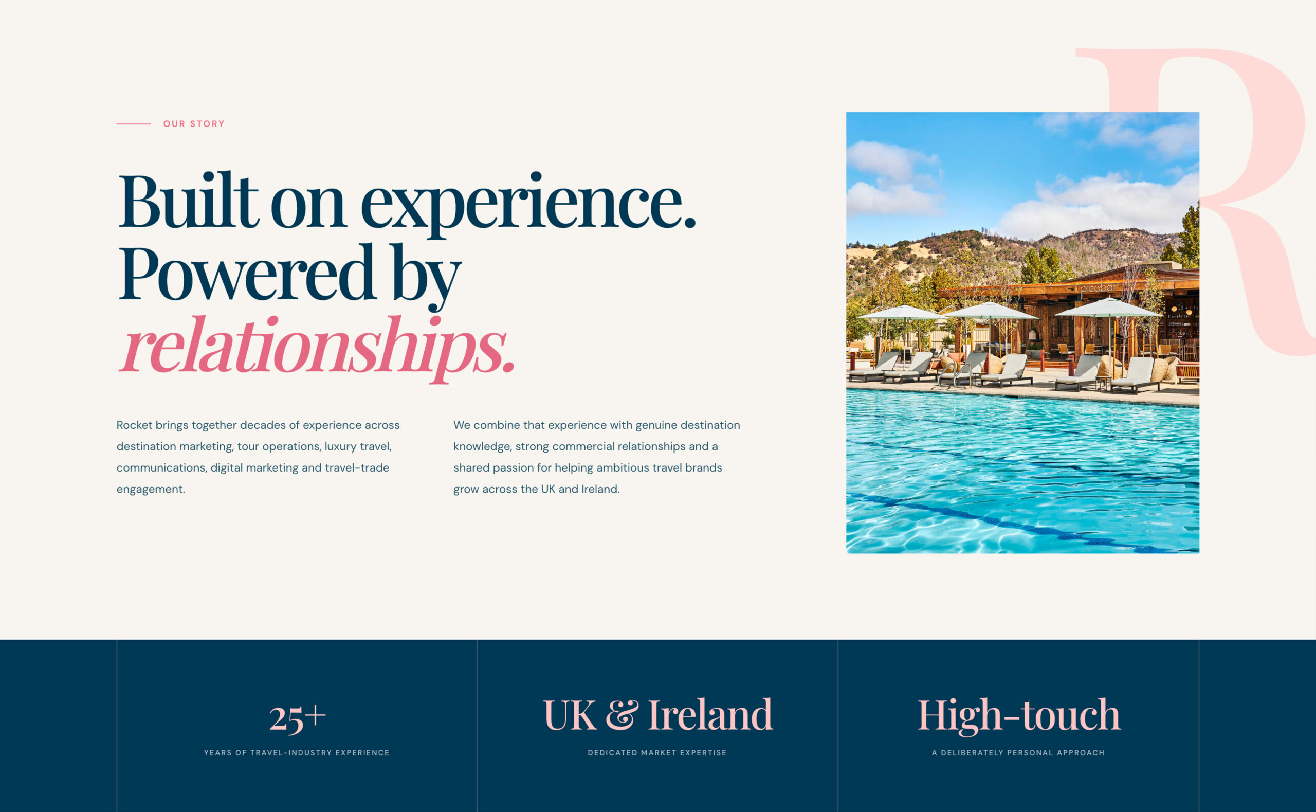 Rocket London story page, with editorial typography and destination imagery